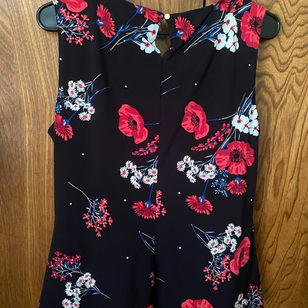 Calvin Klein Black blouse with Red and Blue Floral Pattern